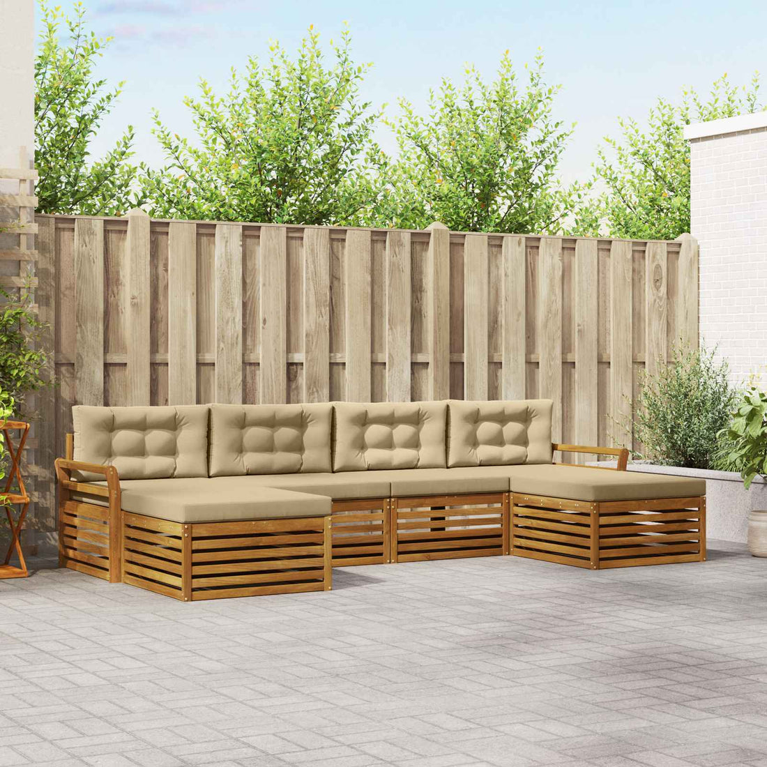 vidaXL Conjunto de sofás de exterior 6 uds. Natural y Beige