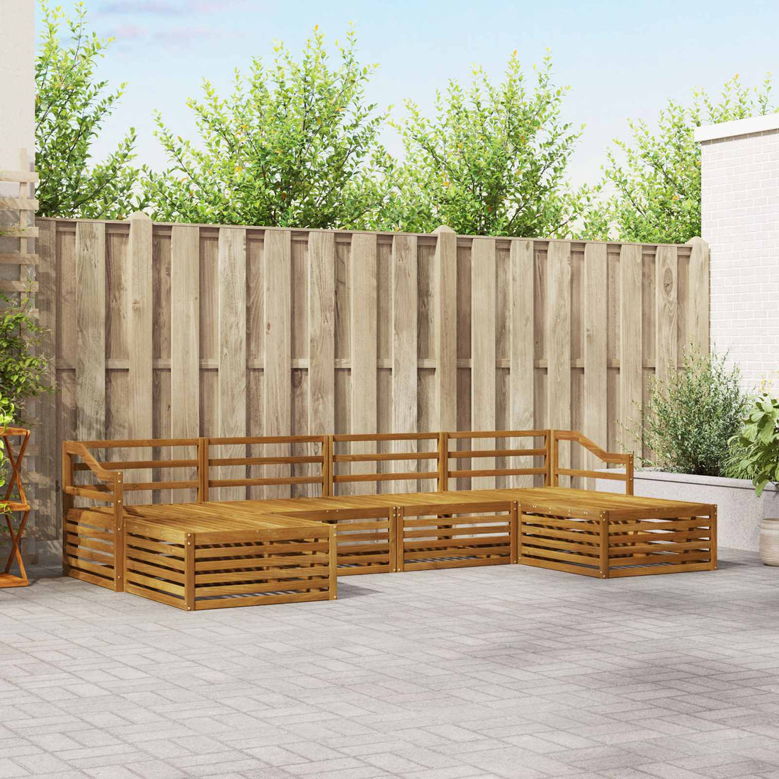vidaXL Conjunto de sofás de exterior 6 uds. Natural