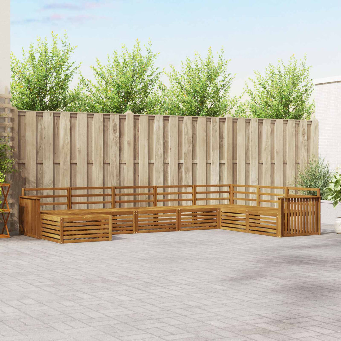 vidaXL Conjunto de sofás de exterior 8 uds. Natural