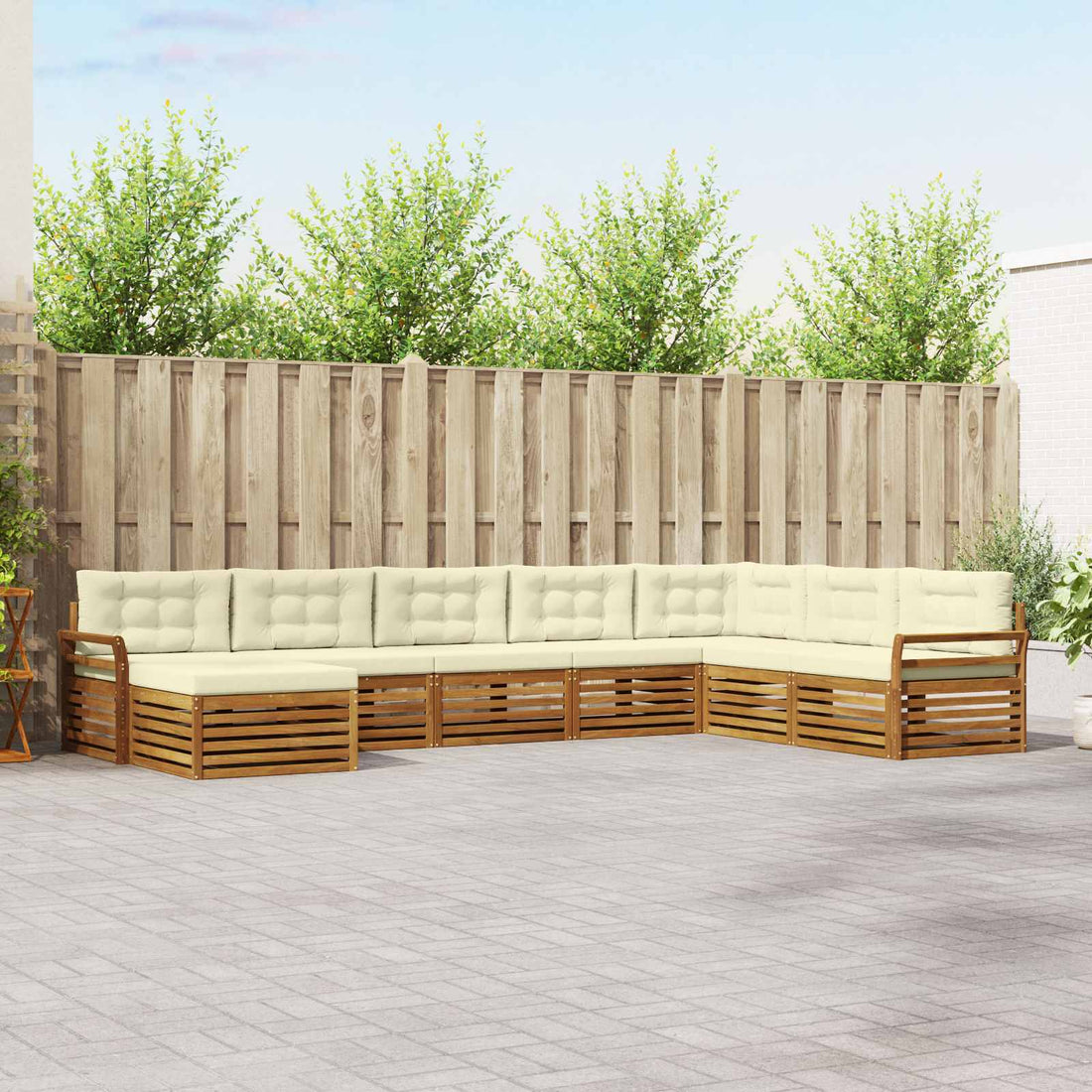 vidaXL Conjunto de sofás de exterior 8 uds. Natural y Crema