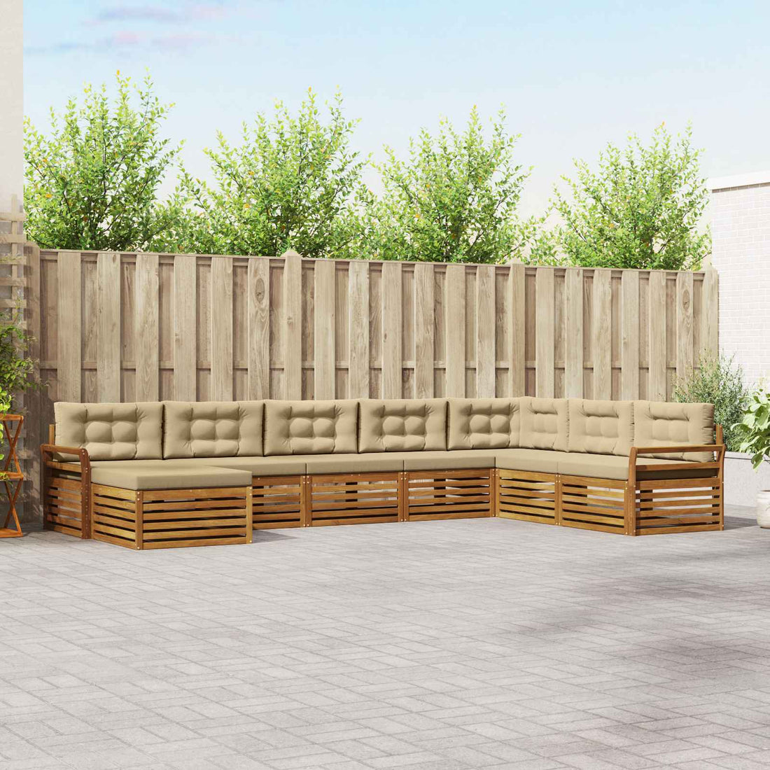 vidaXL Conjunto de sofás de exterior 8 uds. Natural y Beige