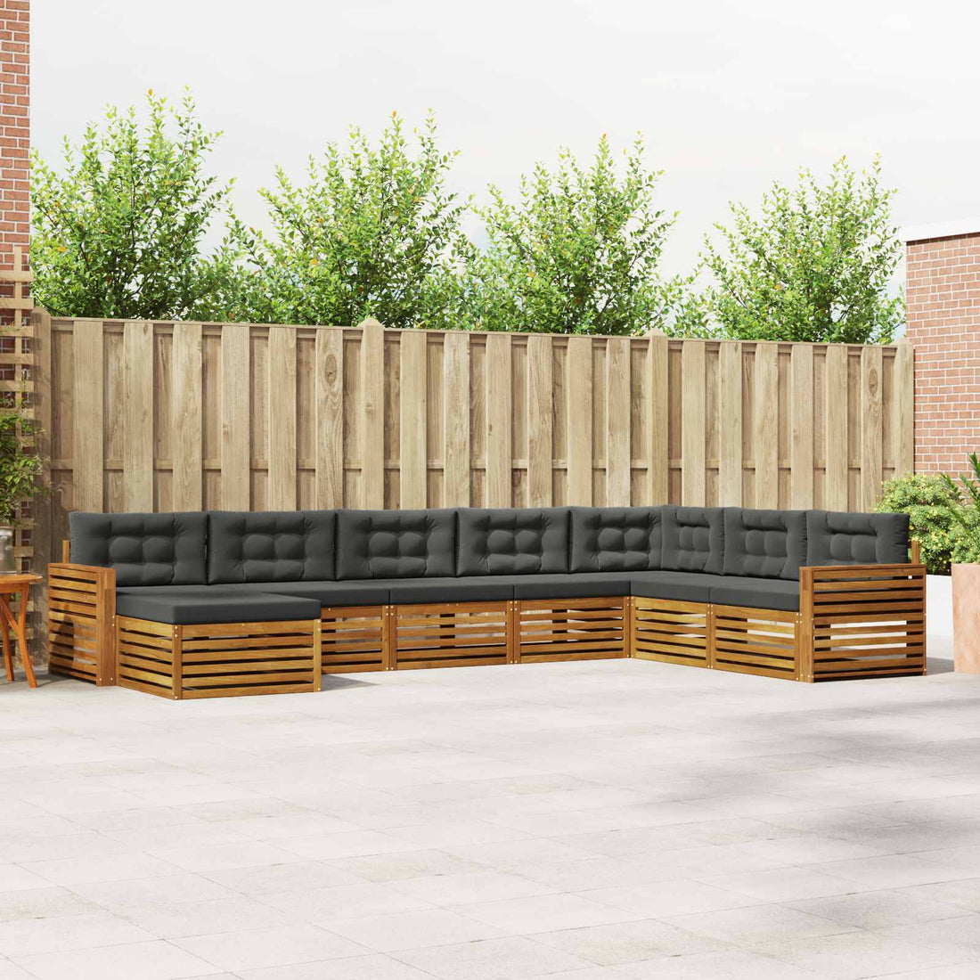 vidaXL Conjunto de sofás de exterior 8 uds. Natural y Antracita