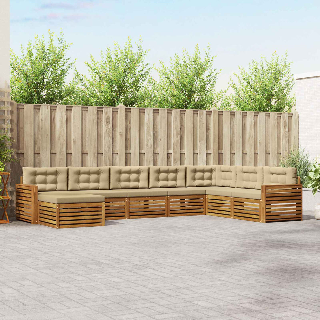 vidaXL Conjunto de sofás de exterior 8 uds. Natural y Beige