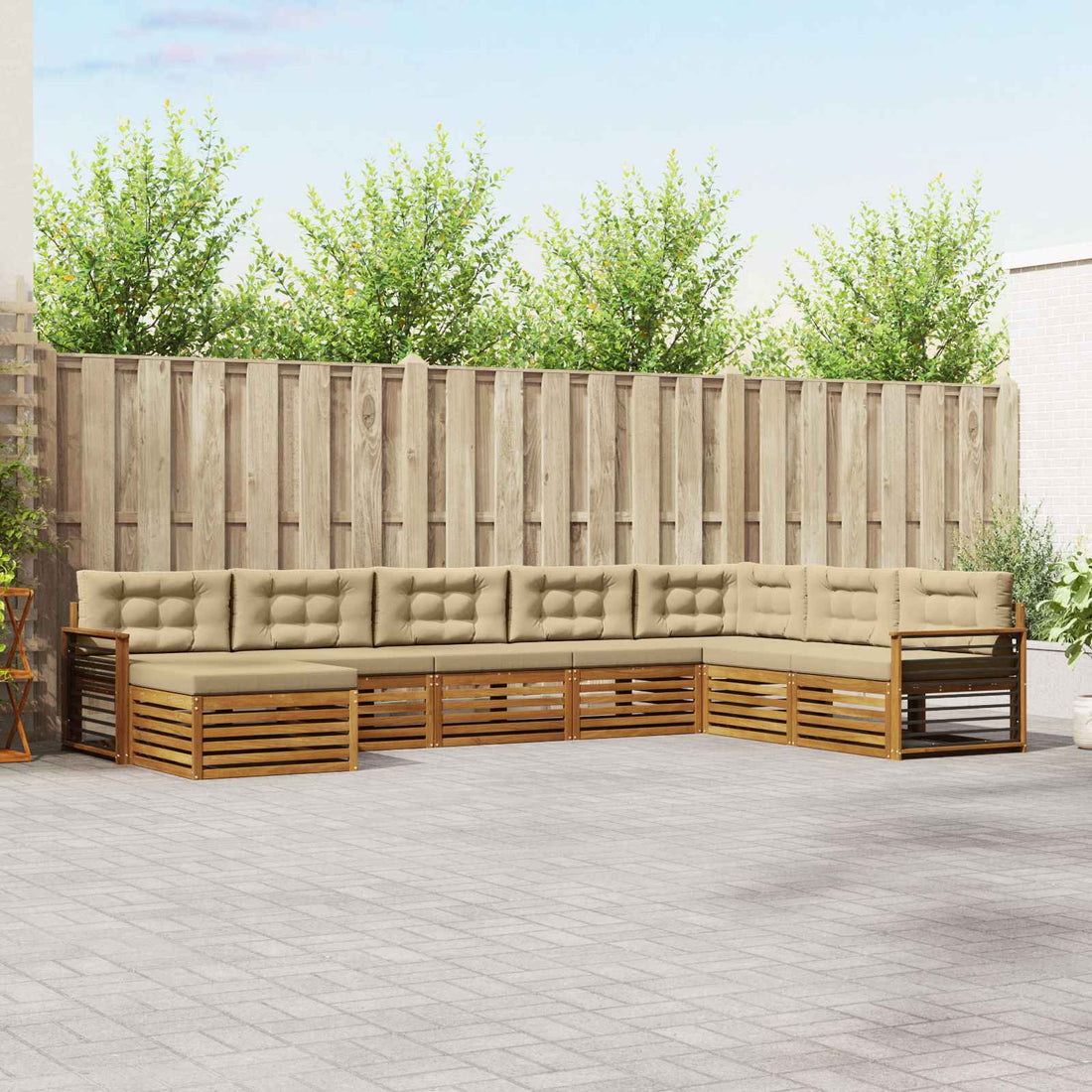 vidaXL Conjunto de sofás de exterior 8 uds. Natural y Beige