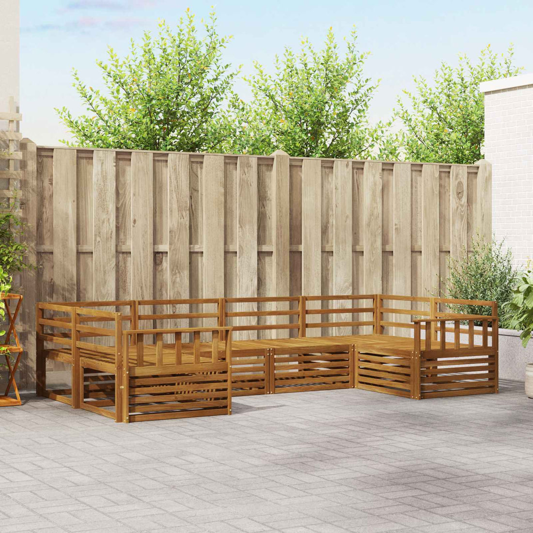 vidaXL Conjunto de sofás de exterior 6 uds. Natural