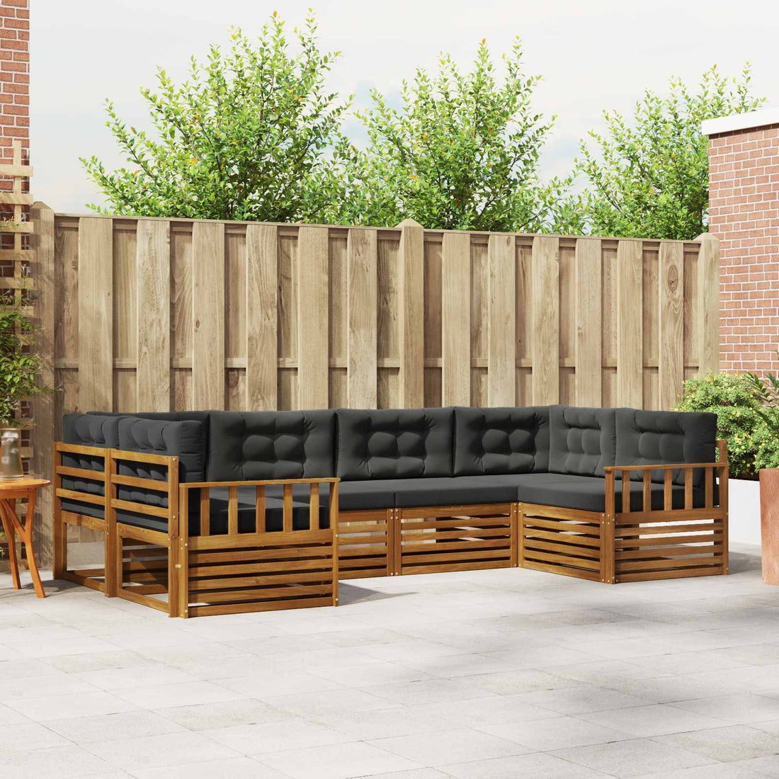 vidaXL Conjunto de sofás de exterior 6 uds. Natural y Antracita