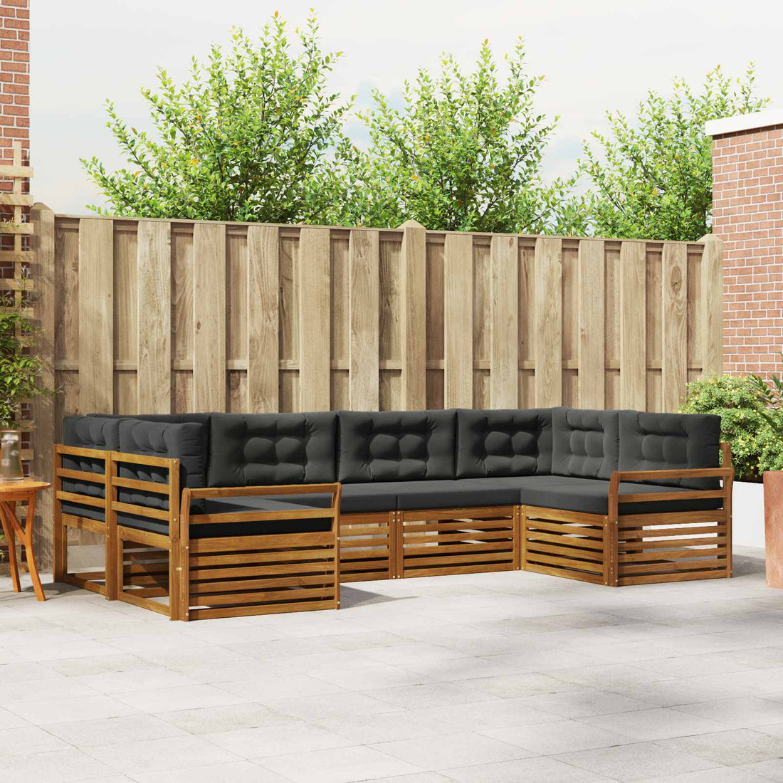 vidaXL Conjunto de sofás de exterior 6 uds. Natural y Antracita