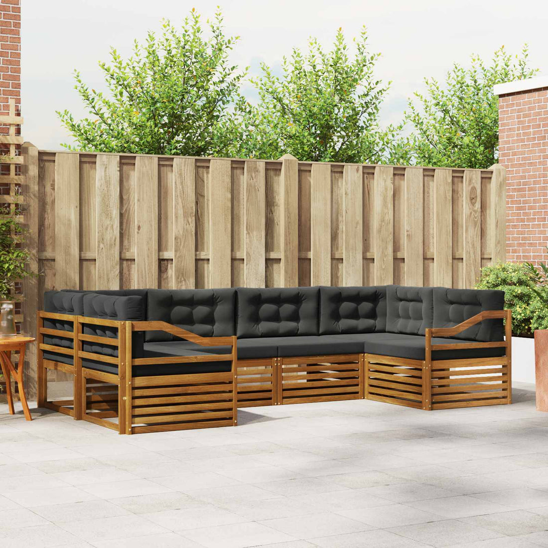 vidaXL Conjunto de sofás de exterior 6 uds. Natural y Antracita