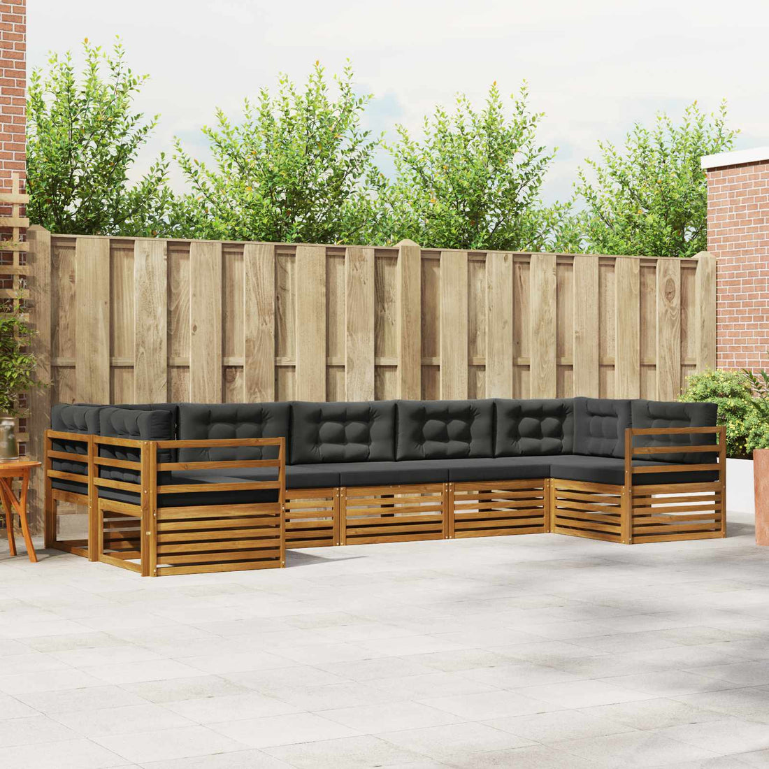 vidaXL Conjunto de sofás de exterior 7 uds. Natural y Antracita