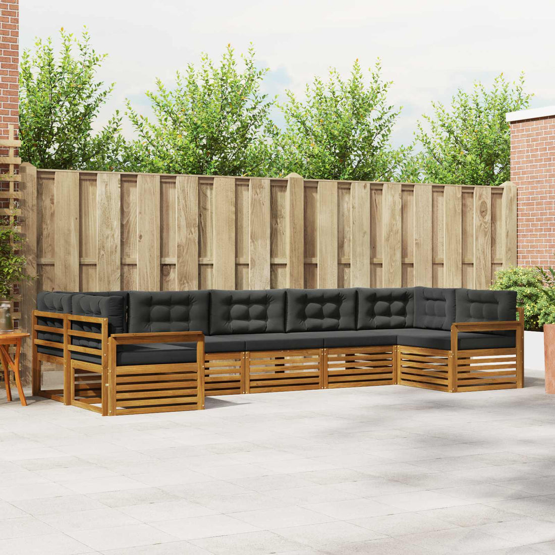 vidaXL Conjunto de sofás de exterior 7 uds. Natural y Antracita
