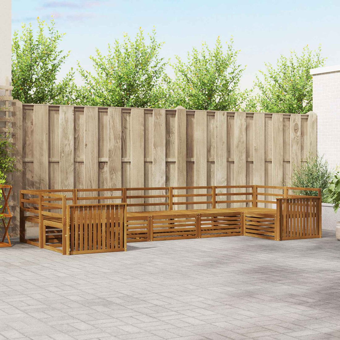 vidaXL Conjunto de sofás de exterior 7 uds. Natural