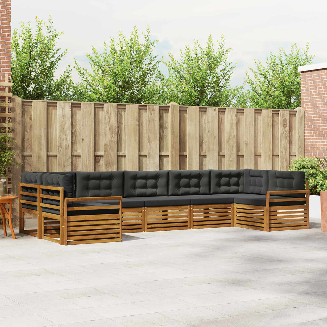 vidaXL Conjunto de sofás de exterior 7 uds. Natural y Antracita