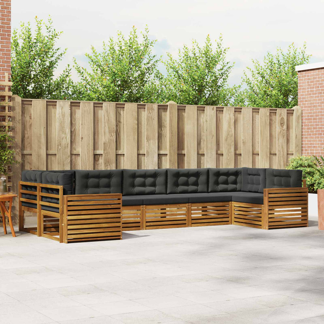 vidaXL Conjunto de sofás de exterior 7 uds. Natural y Antracita