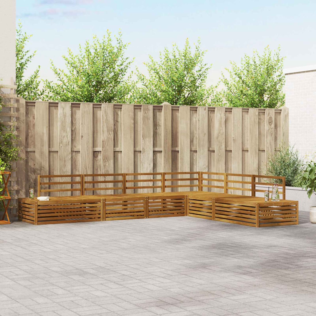 vidaXL 7 uds. Conjunto de sofás de exterior Madera de Acacia Sólida