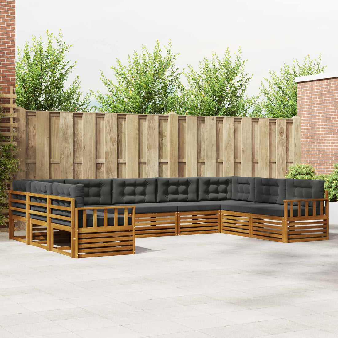 vidaXL Conjunto de sofás de exterior 9 uds. Natural y Antracita