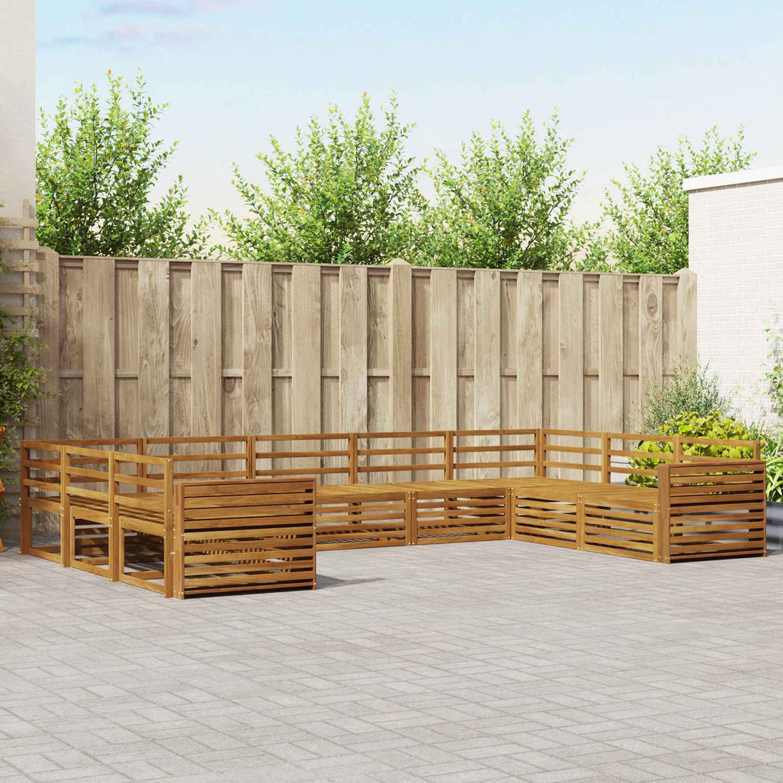 vidaXL Conjunto de sofás de exterior 9 uds. Natural