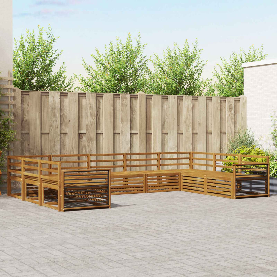 vidaXL Conjunto de sofás de exterior 9 uds. Natural