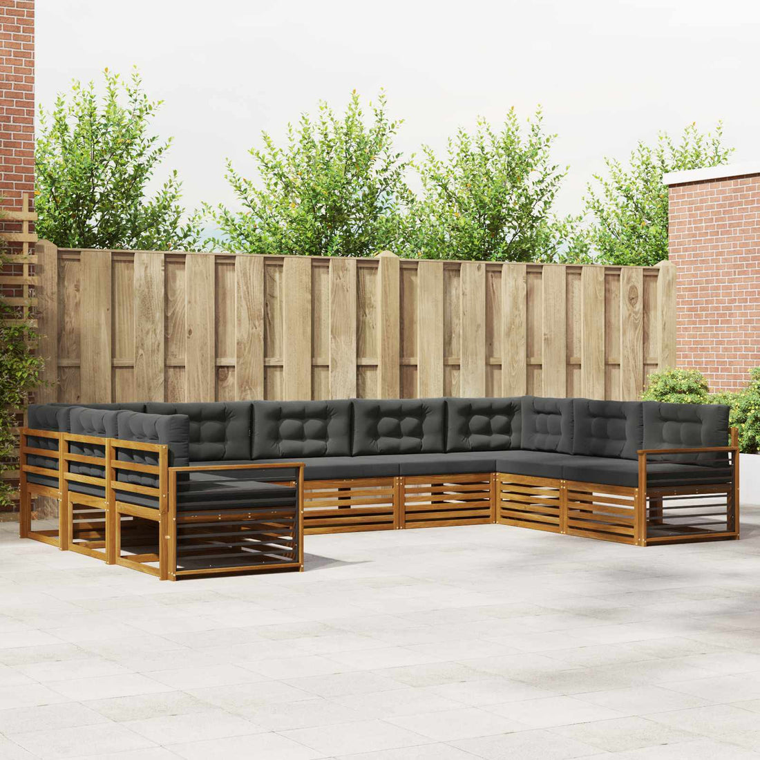 vidaXL Conjunto de sofás de exterior 9 uds. Natural y Antracita