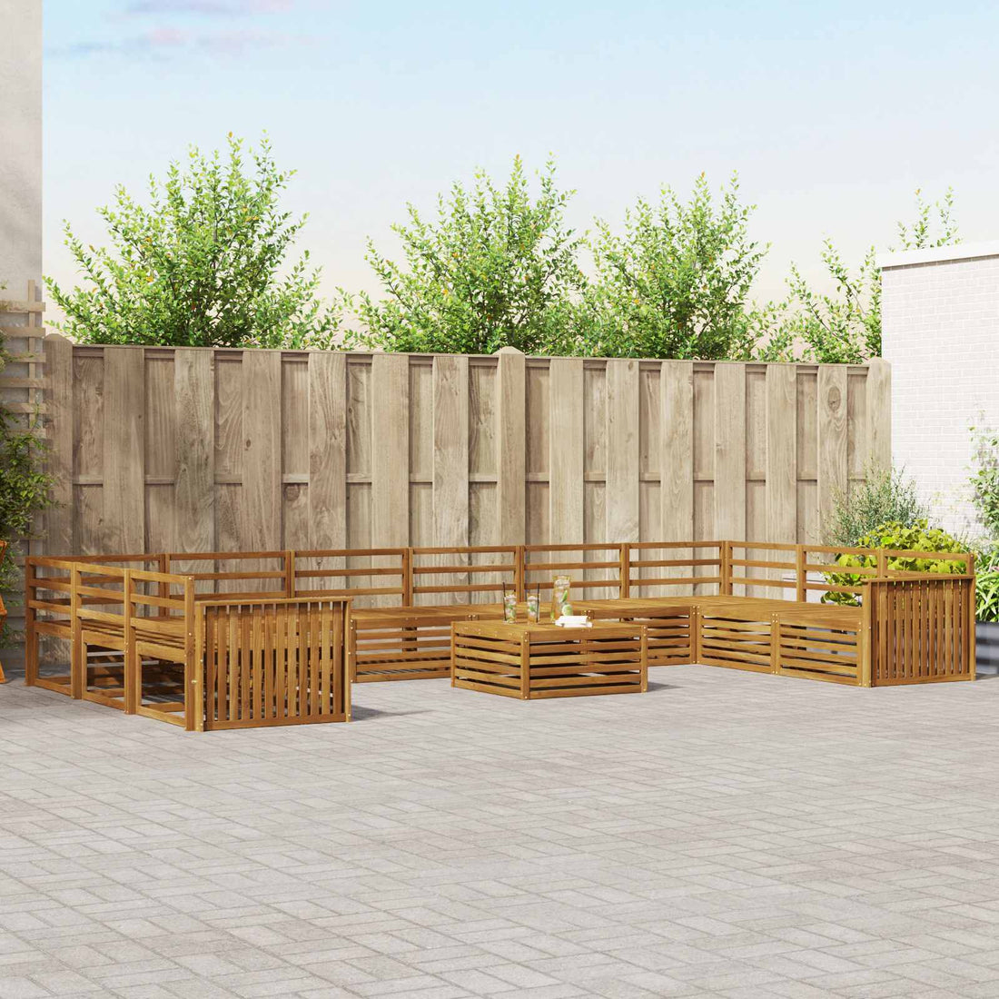 vidaXL Juegos de sofás 11 uds. Natural Madera de Acacia Sólida