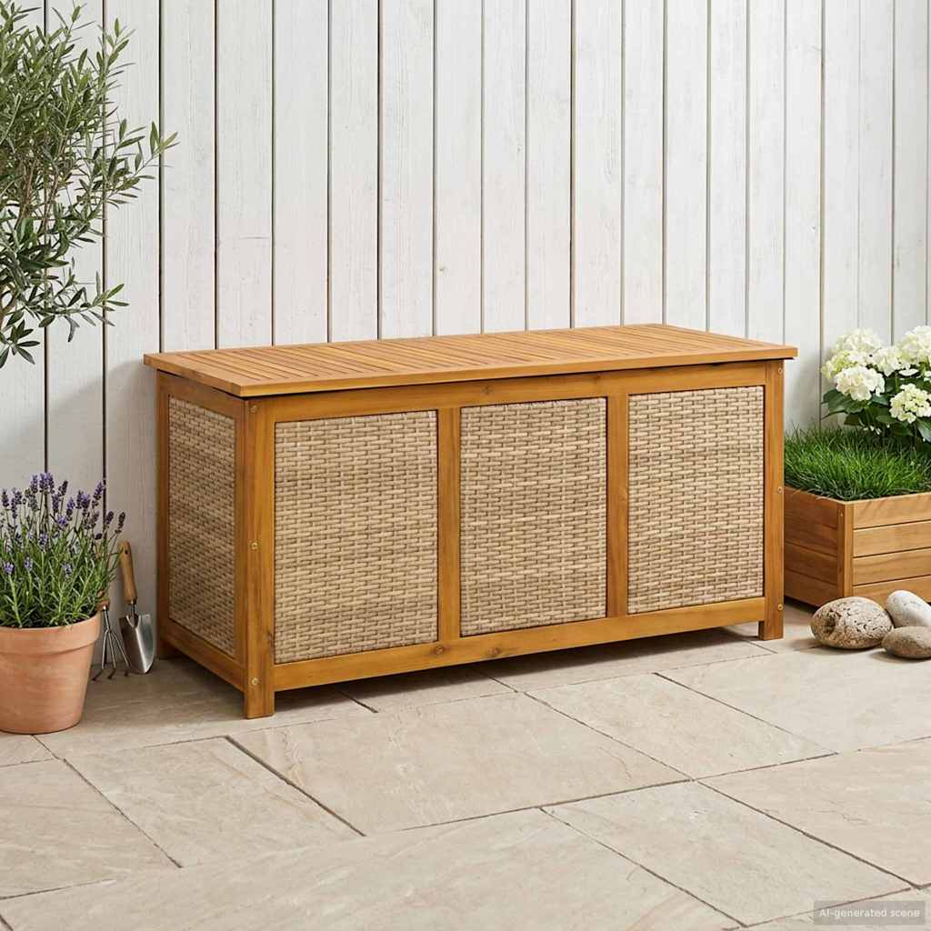vidaXL Caja de Almacenamiento para Jardín 185 L 113 x 50 x 56 cm Beige