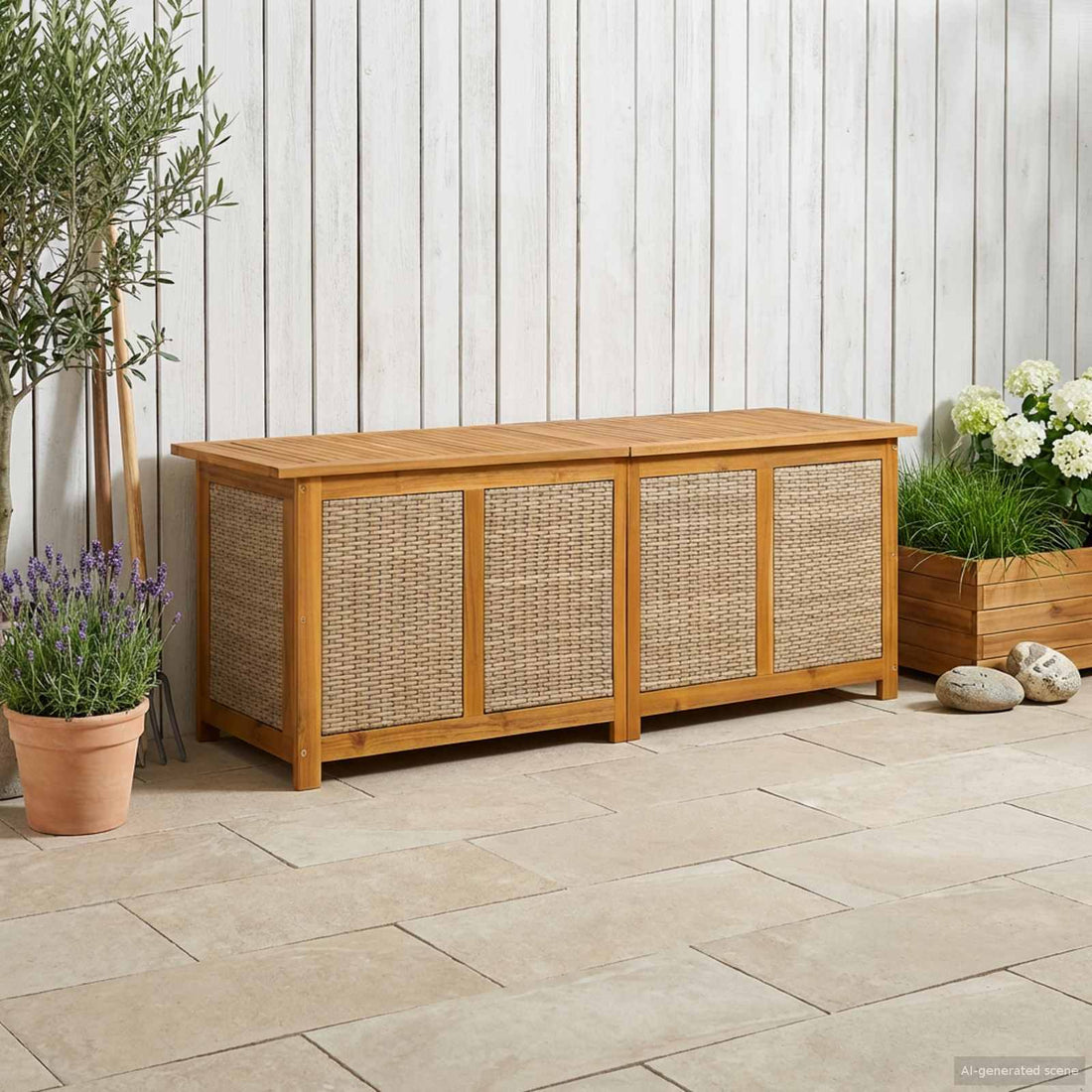 vidaXL Caja de Almacenamiento para Jardín 185 L 150 x 50 x 56 cm Beige