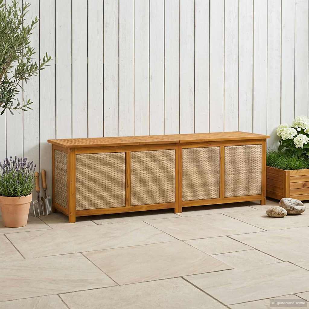 vidaXL Caja de Almacenamiento para Jardín 185 L 200 x 50 x 56 cm Beige
