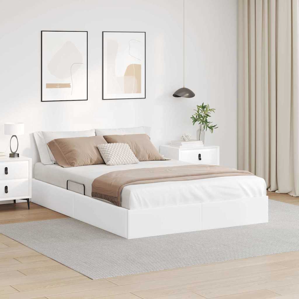 vidaXL Cama con almacenamiento Blanco Puro 153 x 203 cm