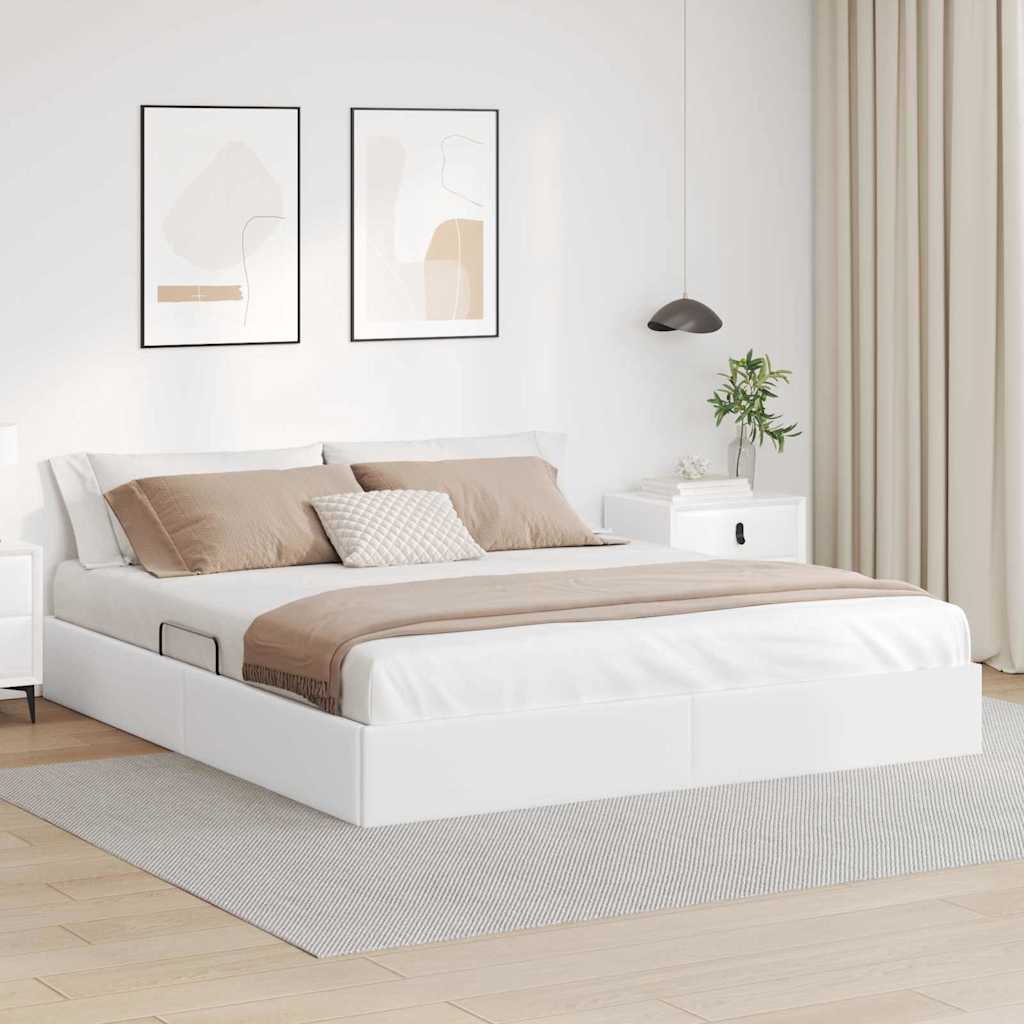 vidaXL Cama con almacenamiento Blanco Puro 183 x 213 cm