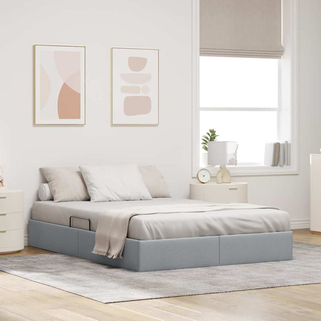 vidaXL Cama con almacenamiento Gris Claro 135 x 190 cm Tela