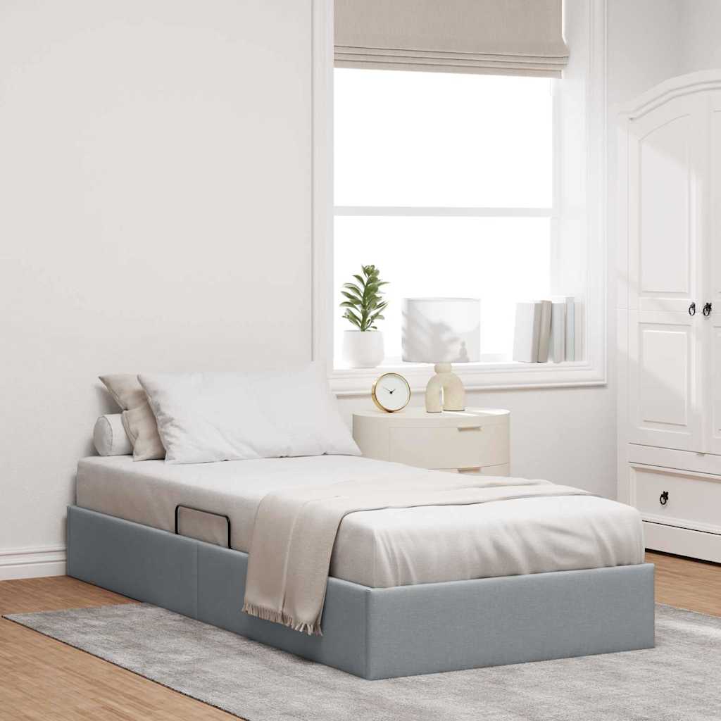 vidaXL Cama con almacenamiento Gris Claro 203 x 100 cm Tela