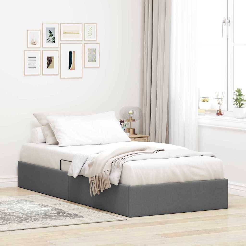 vidaXL Cama con almacenamiento Gris oscuro 203 x 100 cm Tela