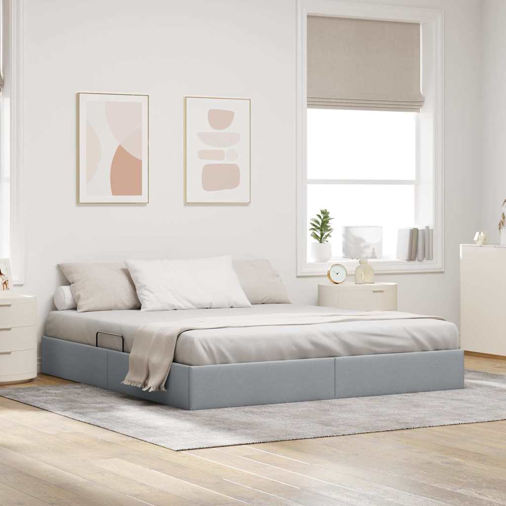 vidaXL Cama con almacenamiento Gris Claro 193 x 203 cm Tela