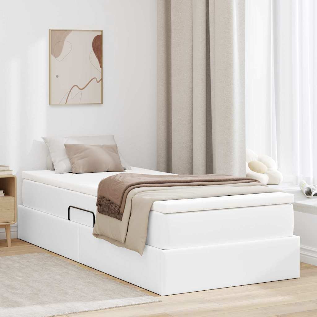 vidaXL Cama con almacenamiento y colchón 100 x 200 cm Cuero sintético