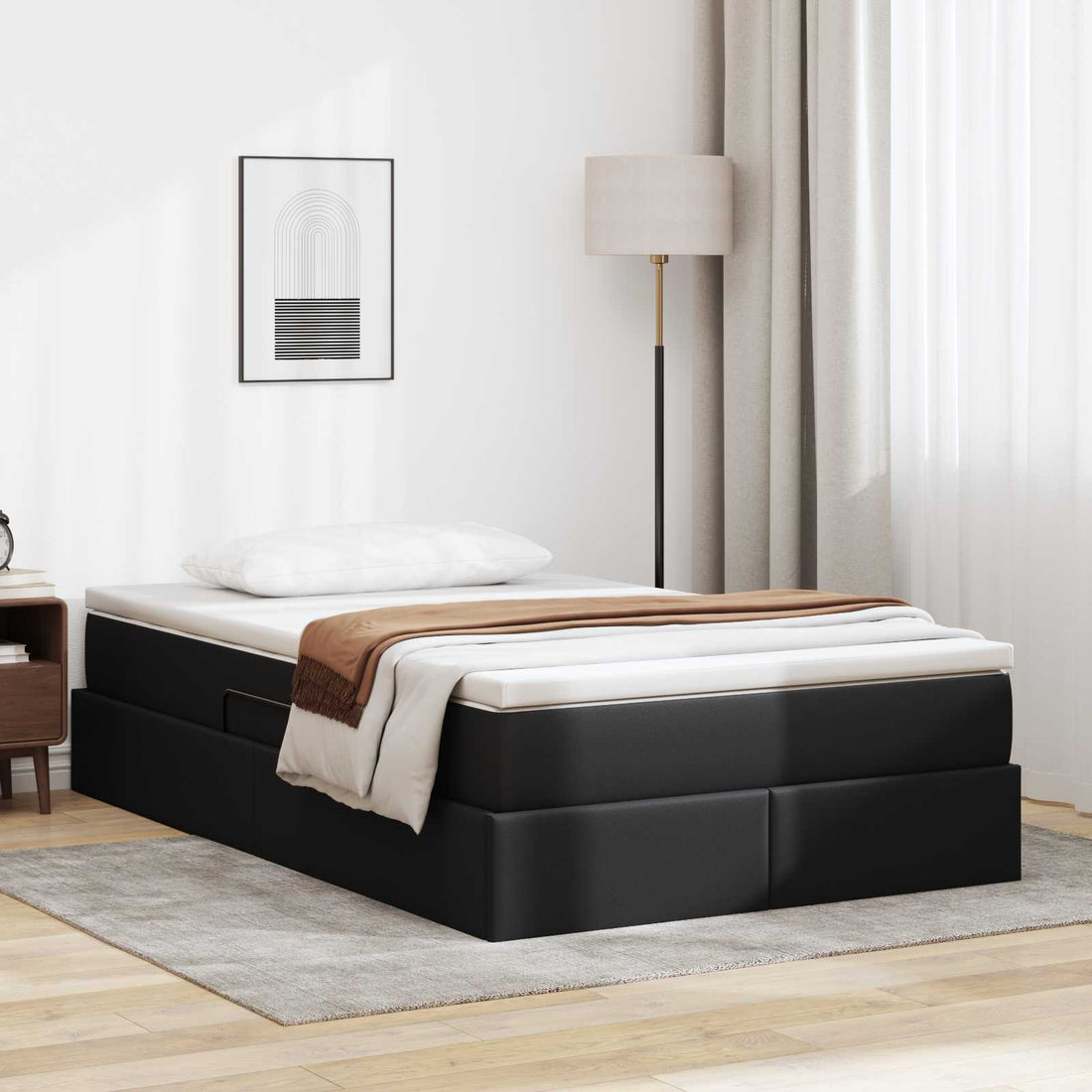 vidaXL Cama con almacenamiento y colchón Negro 120 x 190 cm