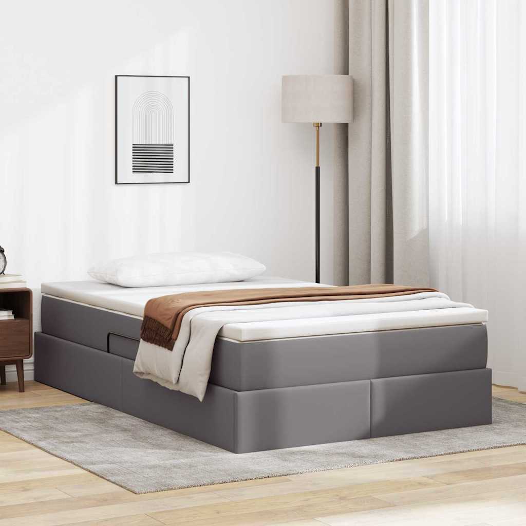 vidaXL Cama con almacenamiento y colchón con colchón Gris 120 x 200 cm