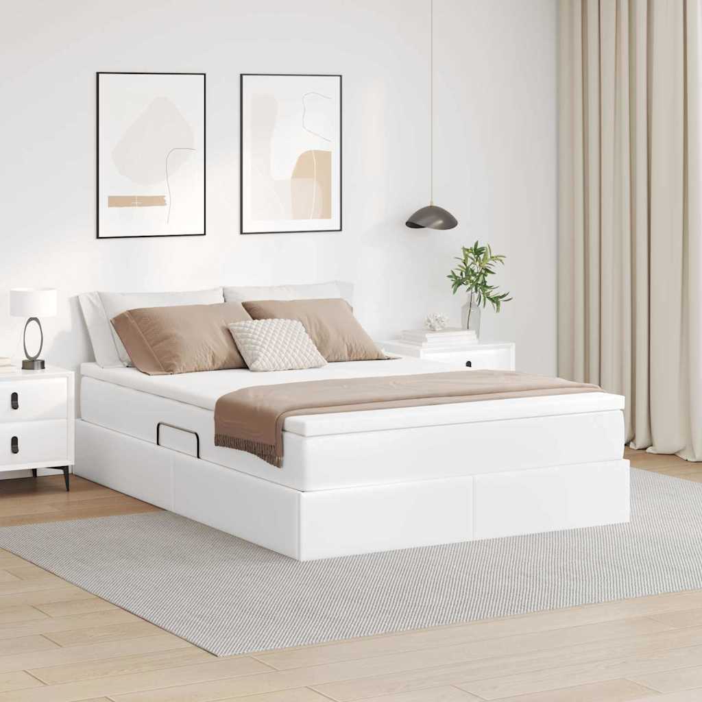 vidaXL Cama con almacenamiento y colchón 140 x 190 cm Cuero sintético
