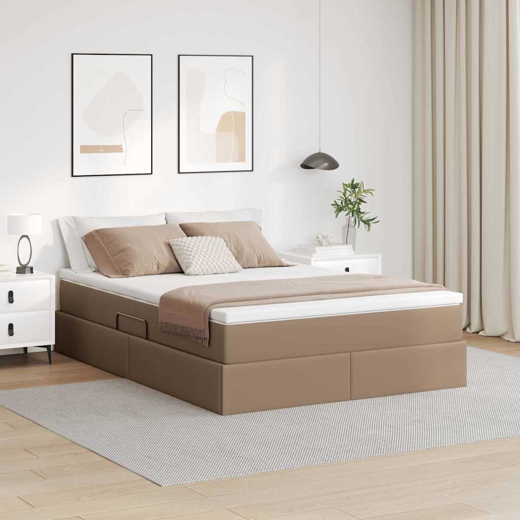 vidaXL Cama con almacenamiento y colchón Capuchino 140 x 200 cm