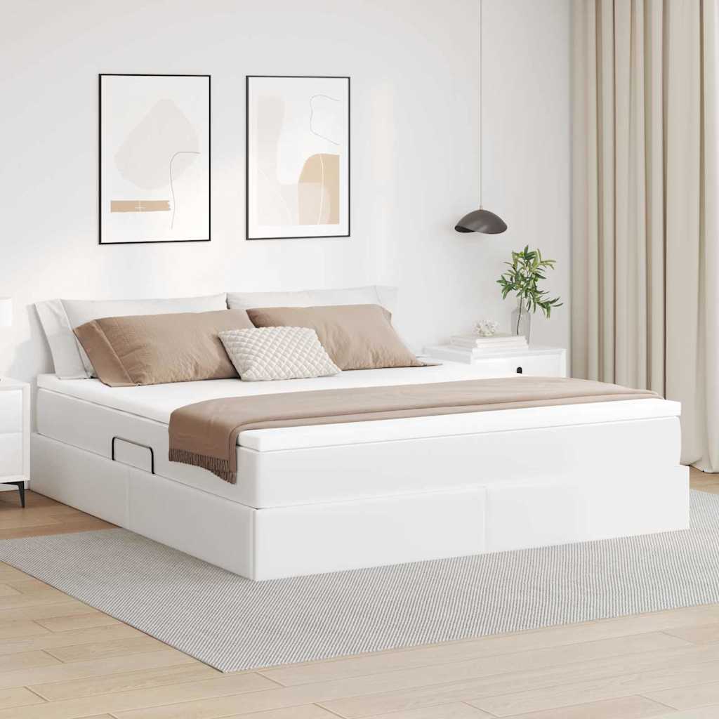 vidaXL Cama con almacenamiento y colchón 180 x 200 cm Cuero sintético