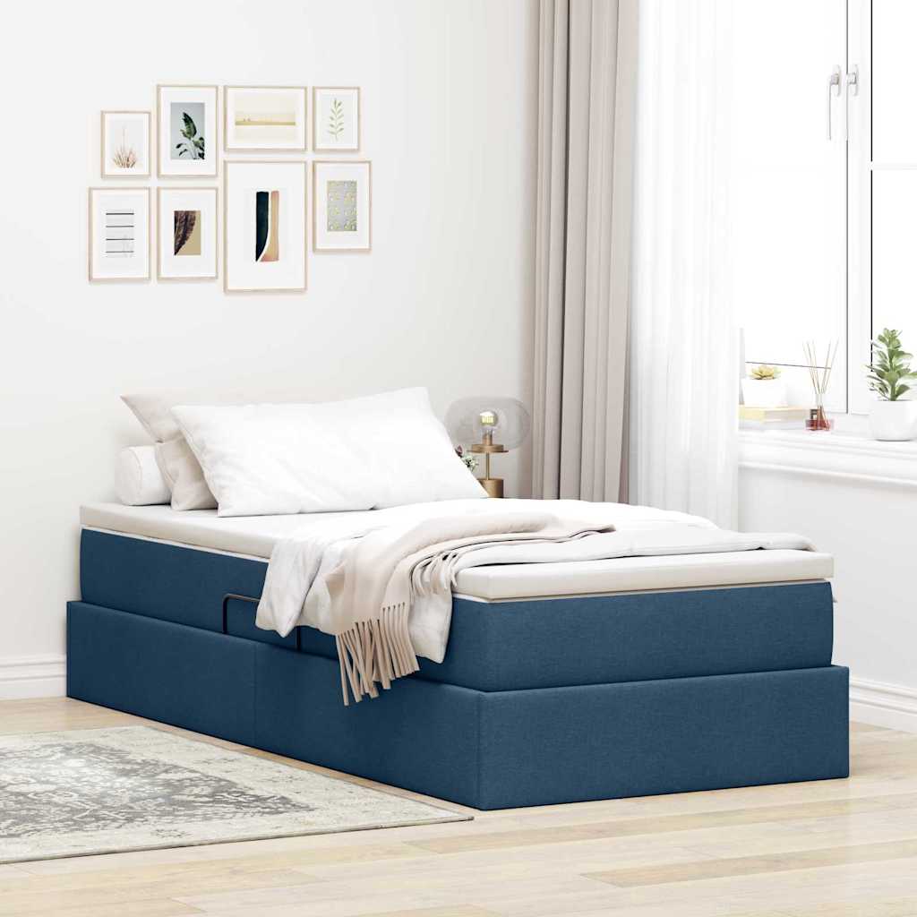 vidaXL Cama con almacenamiento y colchón Azul 90 x 200 cm Poliéster