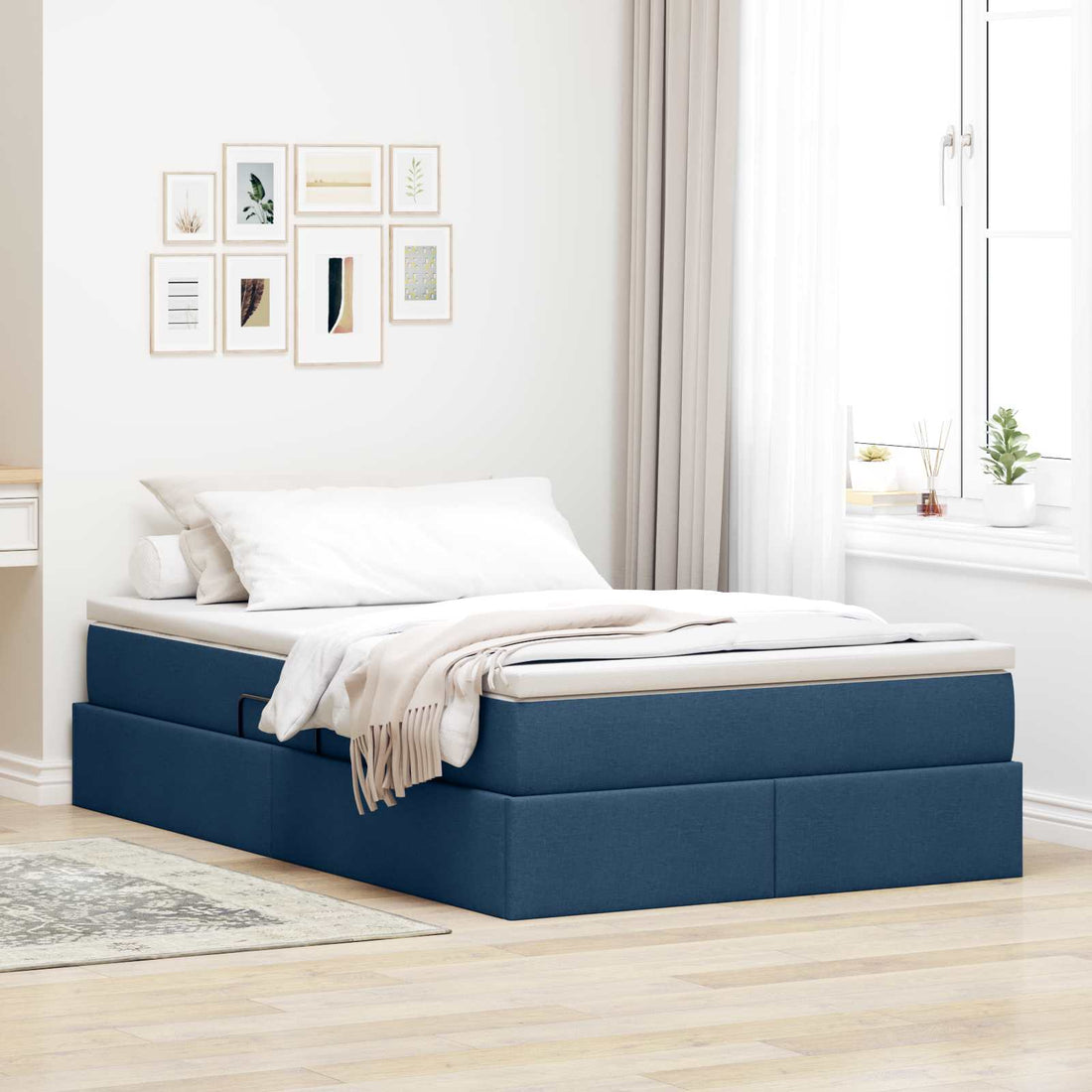 vidaXL Cama con almacenamiento y colchón Azul 120 x 190 cm Poliéster