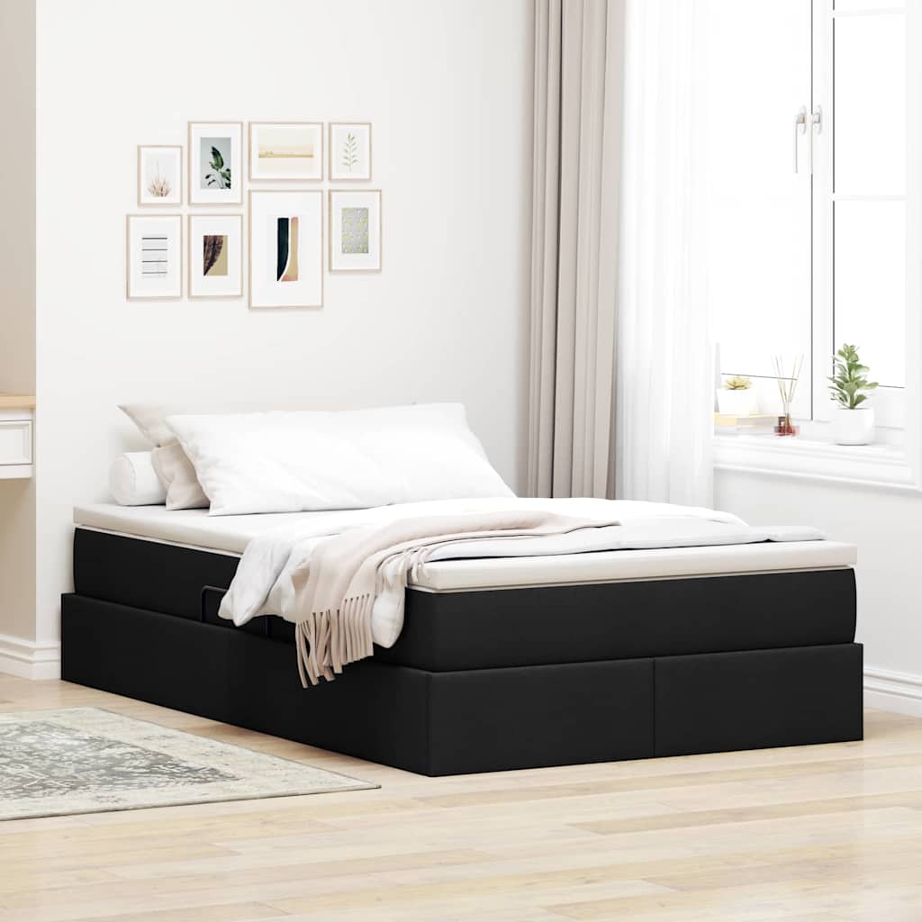 vidaXL Cama con almacenamiento y colchón Negro 120 x 200 cm Poliéster