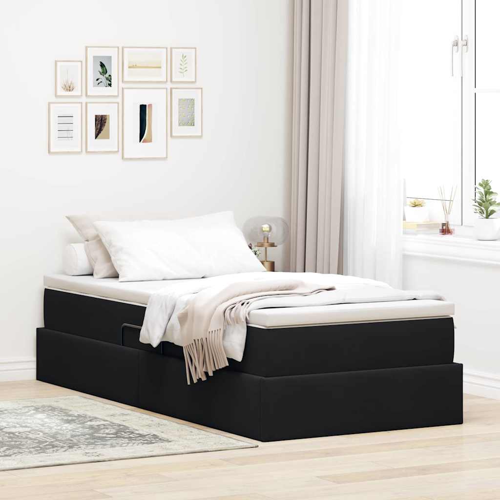 vidaXL Cama con almacenamiento y colchón Negro 90 x 200 cm Terciopelo