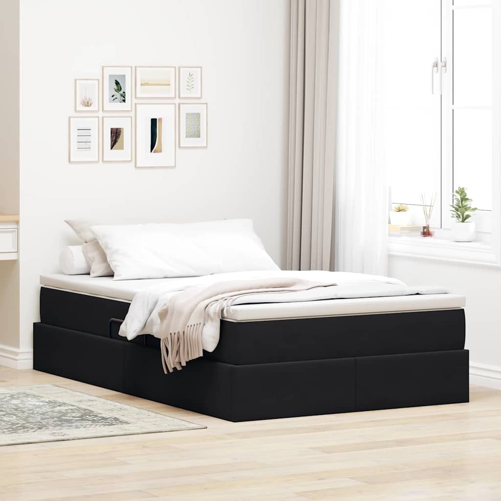 vidaXL Cama con almacenamiento y colchón Negro 120 x 200 cm Terciopelo