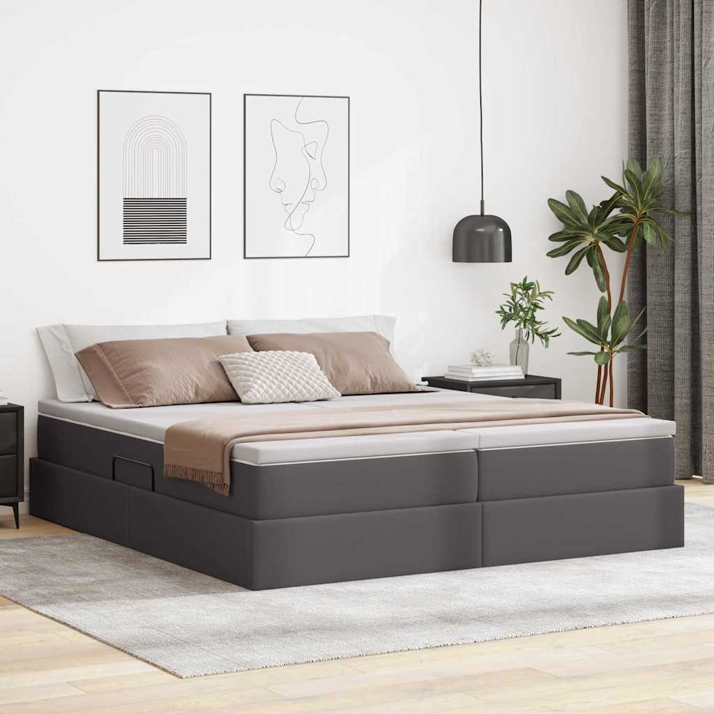 vidaXL Cama con almacenamiento y colchón Gris 180 x 200 cm