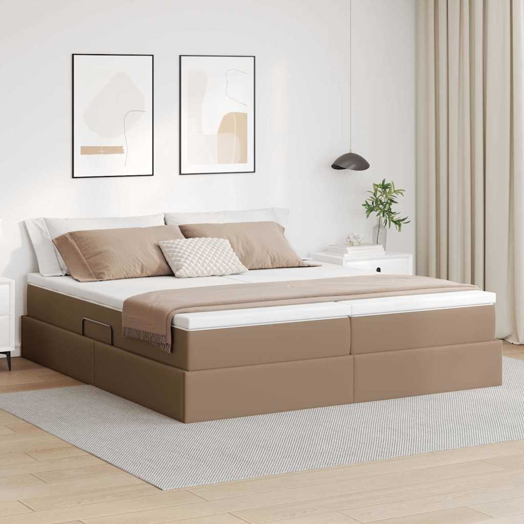 vidaXL Cama con almacenamiento y colchón Capuchino 180 x 200 cm