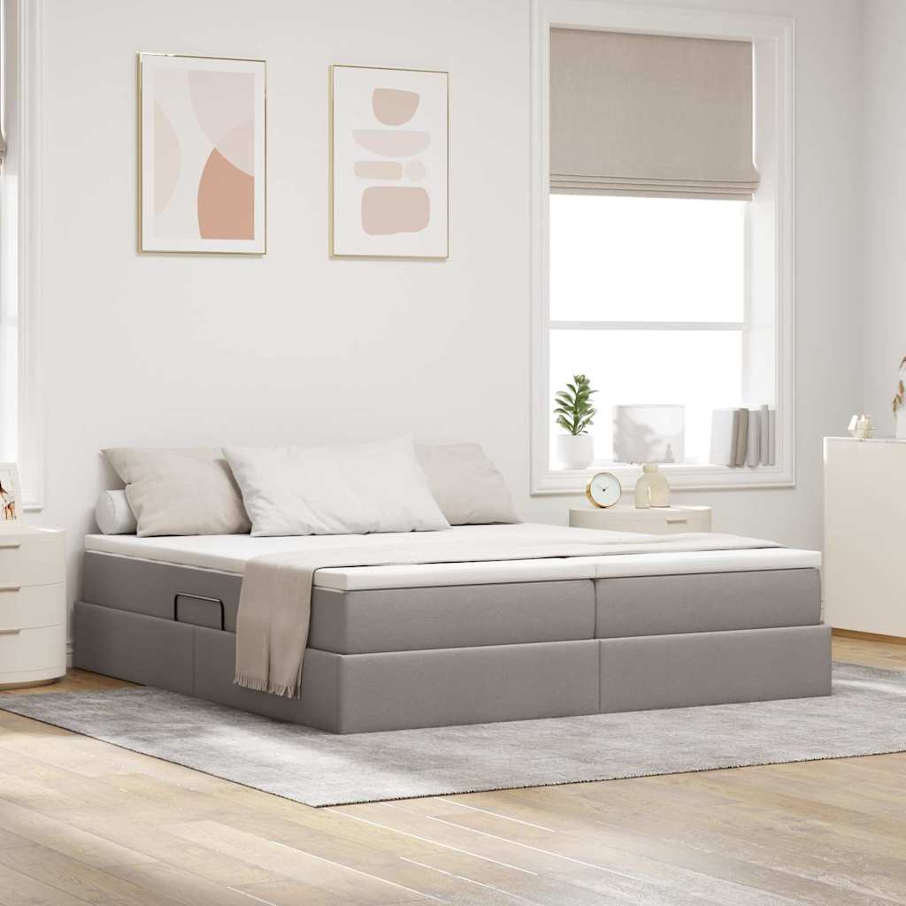 vidaXL Cama con almacenamiento y colchón Taupé 180 x 200 cm Poliéster