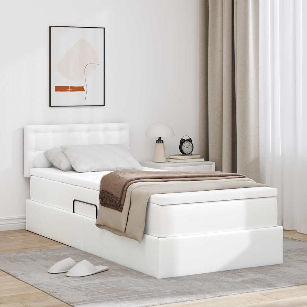 vidaXL Cama con almacenamiento y colchón con cabecera Puro 90 x 190 cm