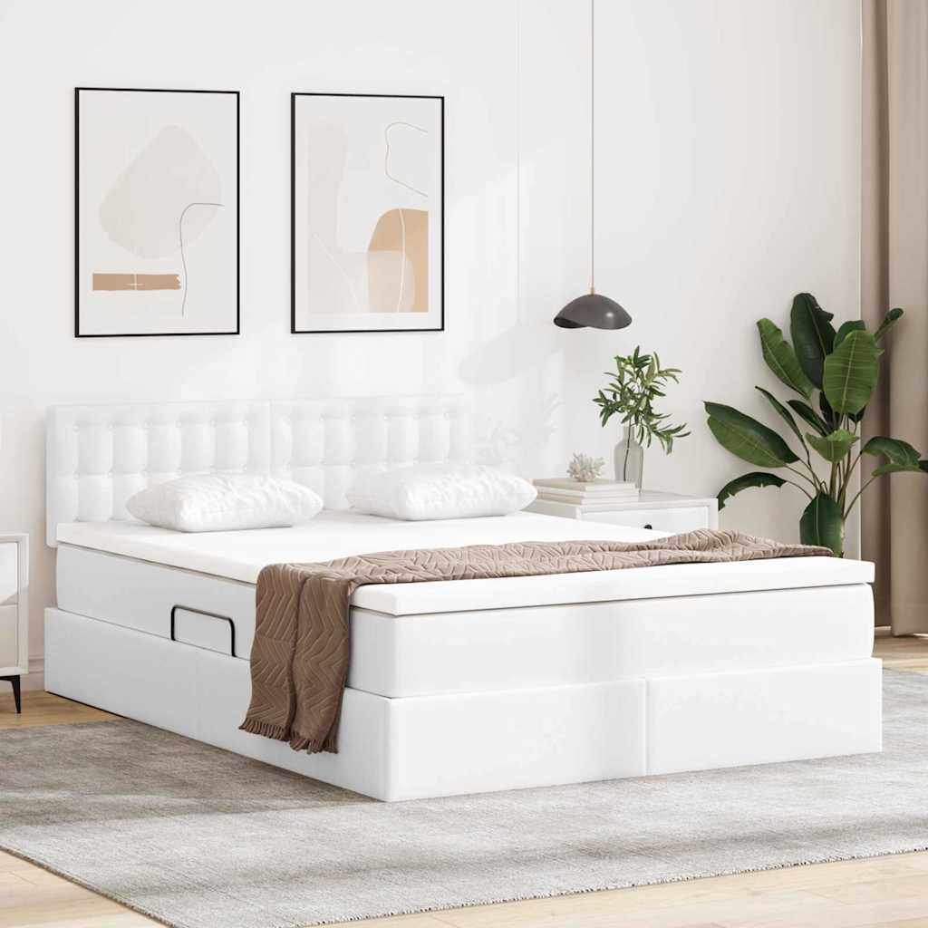 vidaXL Cama con almacenamiento y colchón Puro 140 x 190 cm