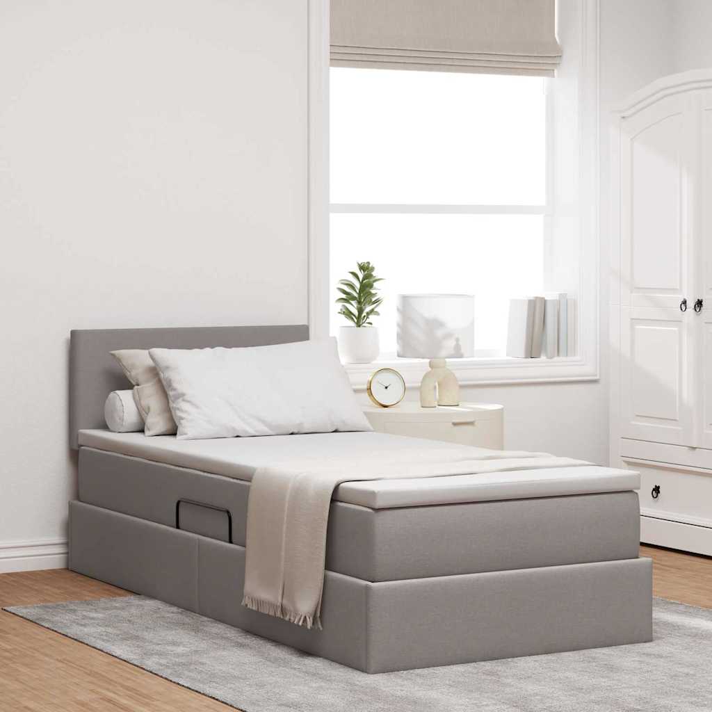 vidaXL Cama con almacenamiento y colchón Taupé 90 x 200 cm Terciopelo
