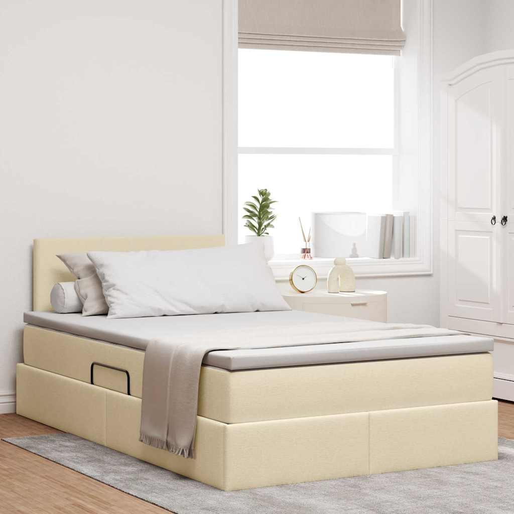 vidaXL Cama con almacenamiento y colchón Crema 120 x 190 cm Terciopelo